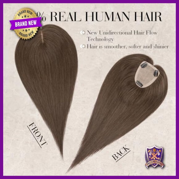 Human Hair Topper 3.5x4.7 Inch Lace Base Clip-In for Thin Hair main image 5